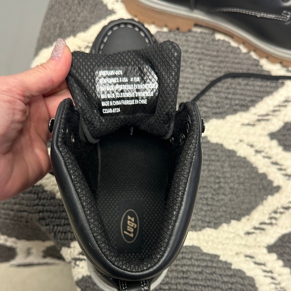 Lugz Black Moc Toe Lace-Up Boots with Tan Outsole